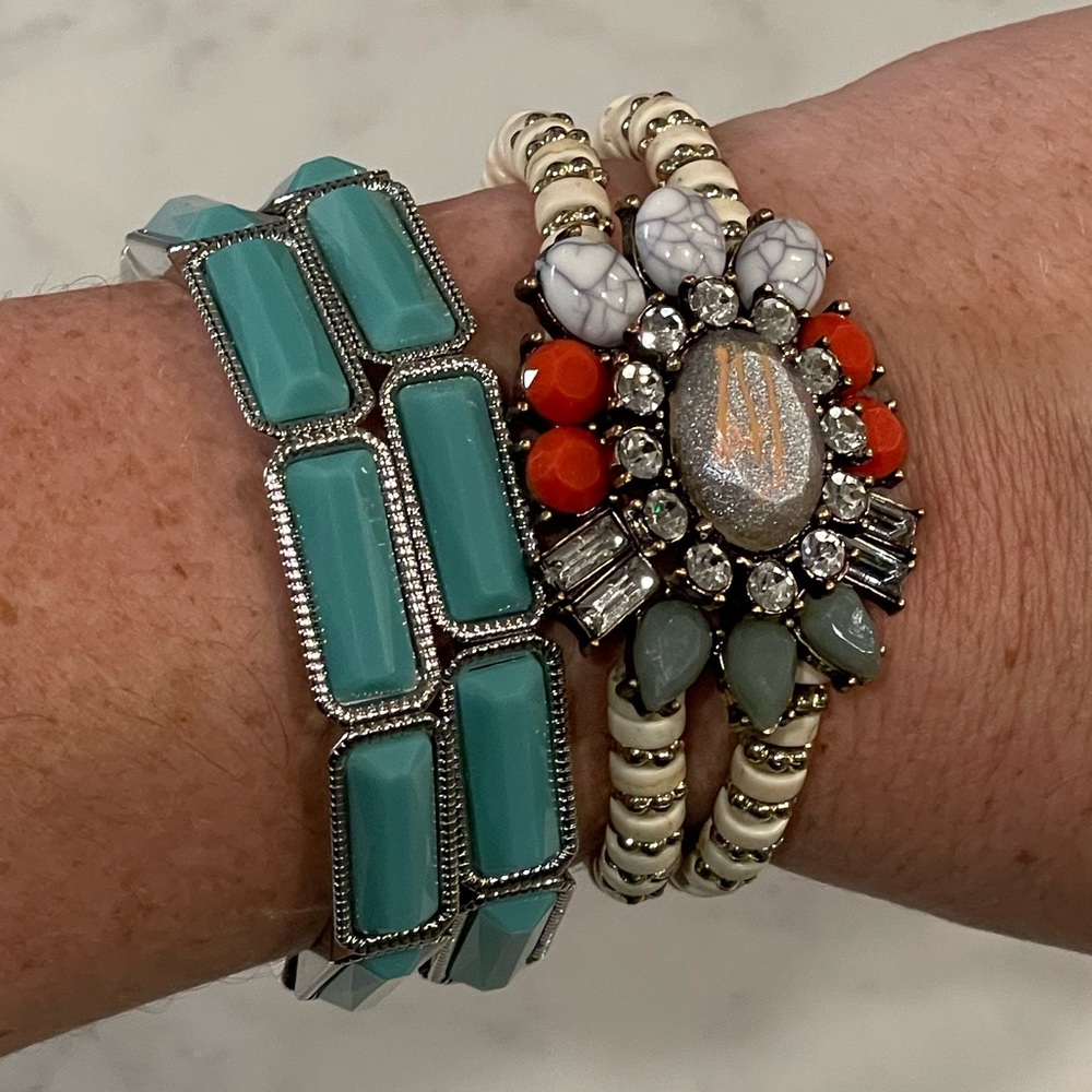 Turquoise & Coral Bracelet Set
